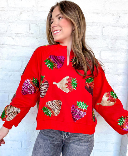 Queen Of Sparkles Red Chocolate Covered Strawberries Sweatshirt