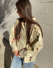 Load image into Gallery viewer, Queen Of Sparkles Gold Metallic Stripe Cocktail Nutcracker Button Up