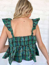 Load image into Gallery viewer, In Good Company Green Plaid Sequin Top