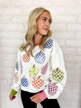 Load image into Gallery viewer, Jordan Amanda Sparkly Gingham Disco Pumpkins Sweatshirt