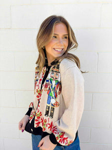 Queen Of Sparkles Black Trim Collar Nutcracker & Candy Cane Cardigan