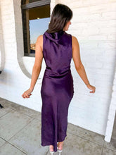 Load image into Gallery viewer, Good To Know Plum Satin Dress
