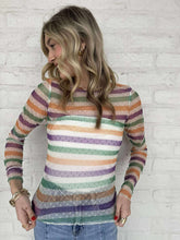 Load image into Gallery viewer, Mardi Gras Stripe Mesh Sling Sleeve Top