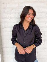 Load image into Gallery viewer, Search For More Black Satin Top