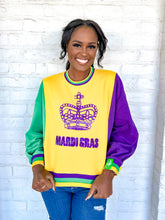 Load image into Gallery viewer, Queen Of Sparkles Mardi Gras Colorblock Crown Sweatshirt