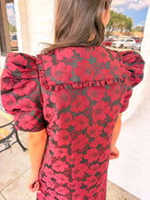 Load image into Gallery viewer, Take A Moment Burgundy Jacquard Midi Dress