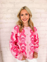 Load image into Gallery viewer, Queen Of Sparkles Pink Breast Cancer Ribbon Cardigan