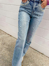 Load image into Gallery viewer, Beautiful Daze Pearl Rhinestone Wide Jeans