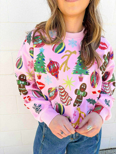 Queen Of Sparkles Light Pink Christmas Icon Sweatshirt
