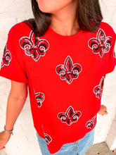 Load image into Gallery viewer, Jordan Amanda Red Fleur De Lis Top