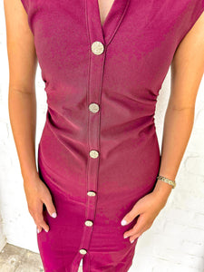 Busy Per Usual Burgundy Dress