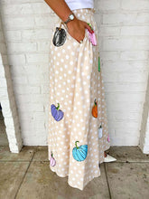 Load image into Gallery viewer, Queen Of Sparkles Beige &amp; White Polka Dot Multi Pumpkin Midi Skirt