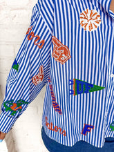 Load image into Gallery viewer, Queen Of Sparkles Florida Mini Icon Striped Button Down