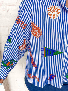 Queen Of Sparkles Florida Mini Icon Striped Button Down