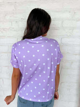 Load image into Gallery viewer, Jordan Amanda Adult Purple Tiger Head Polka Dot Top