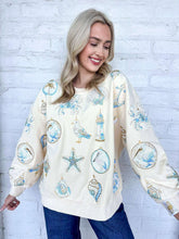 Load image into Gallery viewer, Queen Of Sparkles Ivory &amp; Mint Coastal Sea Shell Ornament Sweatshirt