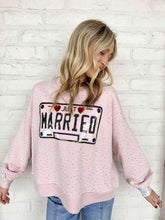 Load image into Gallery viewer, Queen Of Sparkles Pale Pink Rhinestone 'Just Married' Sweatshirt