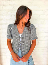 Load image into Gallery viewer, Cozy Cabin Bow Black Top