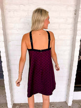 Load image into Gallery viewer, Flourish Remains Burgundy Polka Dot Dress