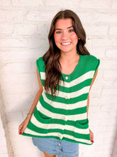 Load image into Gallery viewer, Here We Go Green Stripe Top