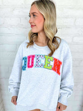 Load image into Gallery viewer, Queen Of Sparkles Grey Polka Dot Queen Sweatshirt