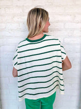 Load image into Gallery viewer, Set A Goal Hunter Green Striped Sweater Top