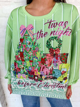 Load image into Gallery viewer, Queen Of Sparkles Light Green 'Twas the Night Before Christmas' Tree Scene Sweatshirt