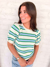 Load image into Gallery viewer, Reaching Out Cream Green Top
