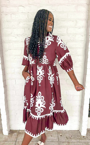 Say Goodbye Burgundy Dress
