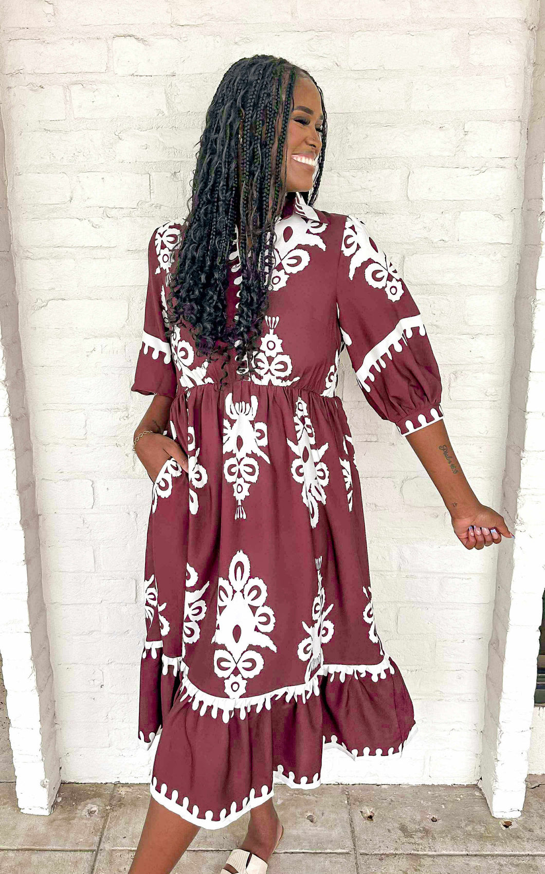 Say Goodbye Burgundy Dress