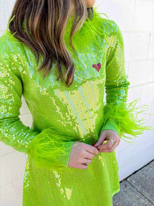 Queen Of Sparkles Green Full Sequin Grinch Dress