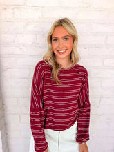 Load image into Gallery viewer, Light Up The Sky Burgundy Stripe Top