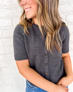 Turning Pages Dark Grey Top