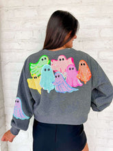 Load image into Gallery viewer, Queen Of Sparkles Charcoal Multi Gingham Ghost Patch Sweatshirt