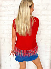 Load image into Gallery viewer, Queen Of Sparkles Alabama Feather Bottom Tank Sweater