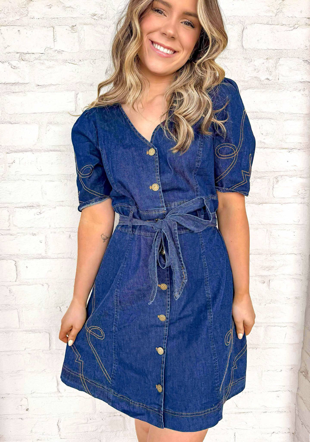 Western Look Dark Denim Dress