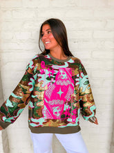 Load image into Gallery viewer, Queen Of Sparkles Mint Sequin Camo Queen Card Sweatshirt