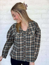 Load image into Gallery viewer, Plaid Statement Brown Top