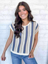 Load image into Gallery viewer, Excitement Overload Taupe &amp; Blue Sweater