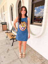 Load image into Gallery viewer, Queen Of Sparkles LSU Scattered
Jewel Denim Sequin Mascot Tank Dress
