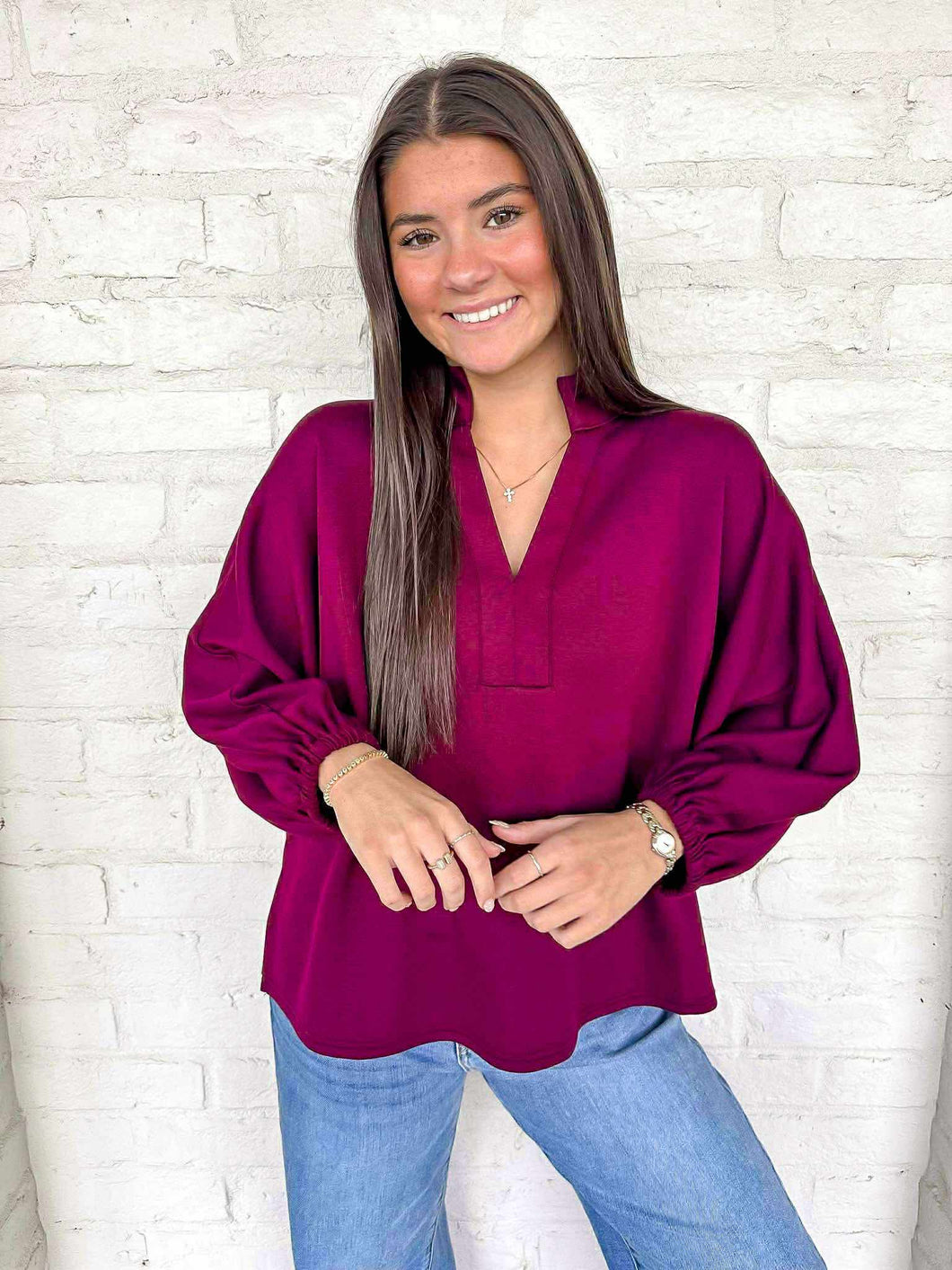 Choose A Side Burgundy Top
