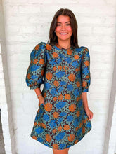Load image into Gallery viewer, Spring Meadow Floral Brown Jacquard Dress