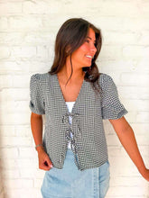 Load image into Gallery viewer, Cozy Cabin Bow Black Top