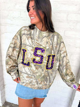 Load image into Gallery viewer, Queen Of Sparkles Camo LSU Mock Neck Sweatershirt