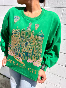 Queen of Sparkles x Wicked Emerald City sequin sweatshirt green gold