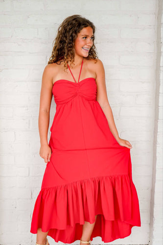 Hope For Better Red Midi Dress