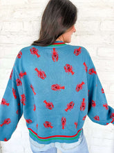 Load image into Gallery viewer, Queen Of Sparkles Blue Crawfish Santa Button Up
