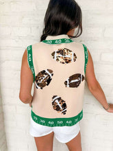 Load image into Gallery viewer, Queen Of Sparkles Beige Field Trim Sequin Football Button Up Knit Tank