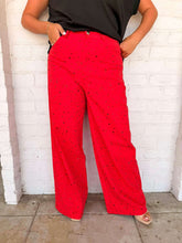 Load image into Gallery viewer, Queen Of Sparkles Red Wide Leg Rhinestone Jean