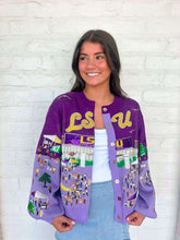 Load image into Gallery viewer, Quern Of Sparkles LSU Stadium Tailgate Button Up Cardigan